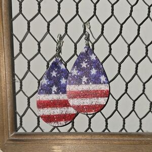 American Flag Teardrop Earrings